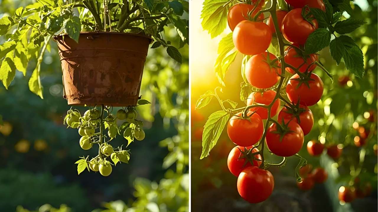 Upside Down Tomato Gardening Space-Saving Hack for Bigger Harvests
